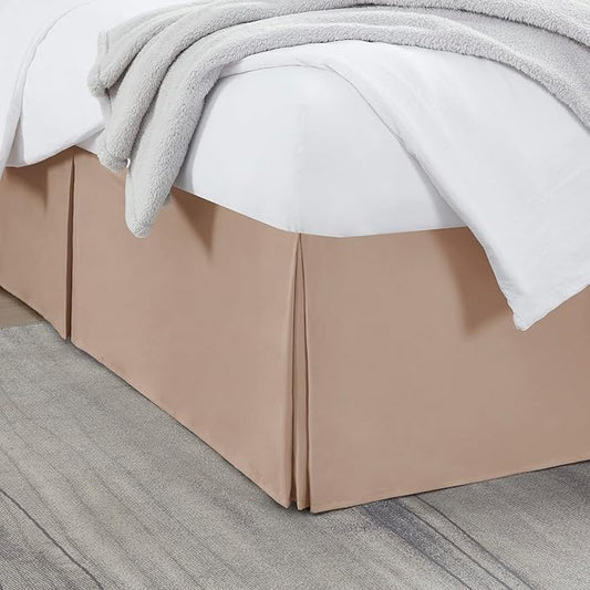 Nestl Taupe Bed Skirt Cal King Size - Cal King Bed Skirt 14 Inch Drop - Brushed Microfiber Bed Skirts - Hotel Quality Pleated Bed Skirt - Shrinkage & Fade Resistant