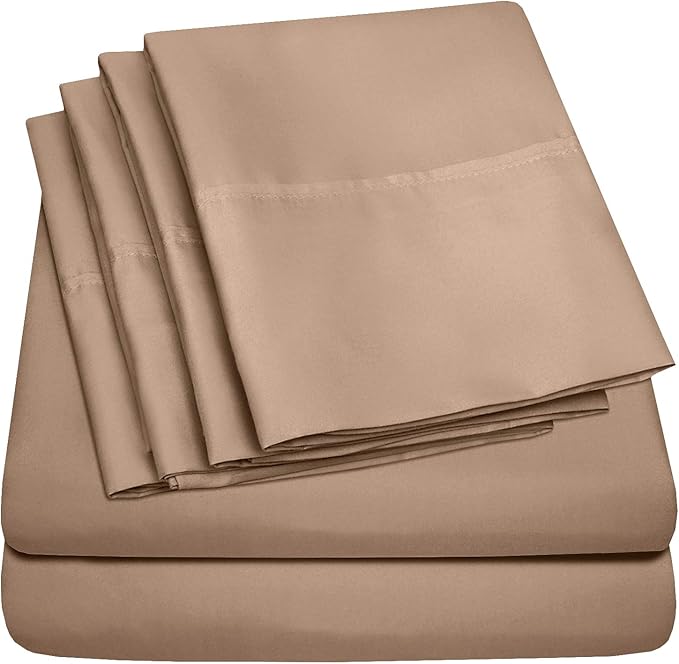 King Size Bed Sheets - 6 Piece 1500 Supreme Collection Fine Brushed Microfiber Deep Pocket King Sheet Set Bedding - 2 Extra Pillow Cases, Great Value, King, Taupe