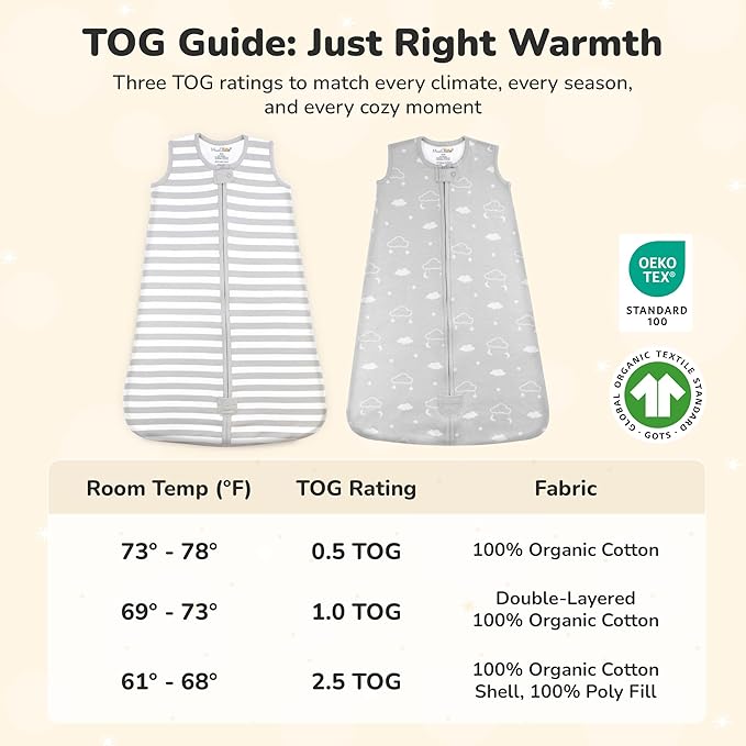 Mama Cheetah Baby Sleep Sack 2.5 TOG, Organic Cotton Baby Wearable Blanket with Two-Way Zipper, Swaddle Transition Baby Sleeping Bag for Newborn Infant Toddler Boy Girl, 24-48 Months