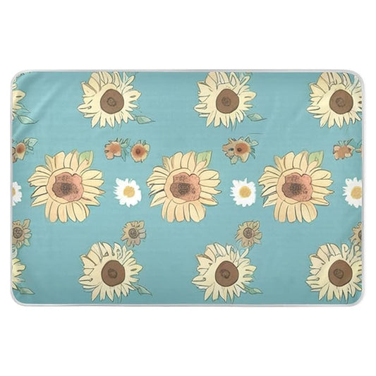 Waterproof Bed Pad Reusable Changing Pad Toddler Mattress Protector Large Pee Pad Baby Diaper Pad Soft Washable Liner Green Yellow Sunflower
