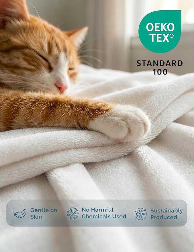 Casa Platino Fleece Blanket Queen Size – 300 GSM White Fleece Throw for Bed or Couch – Soft Cozy Warm Holiday Bed Blanket for Winter, Fuzzy Plush Elegant Gifts for Men & Women - 90x90 Inch