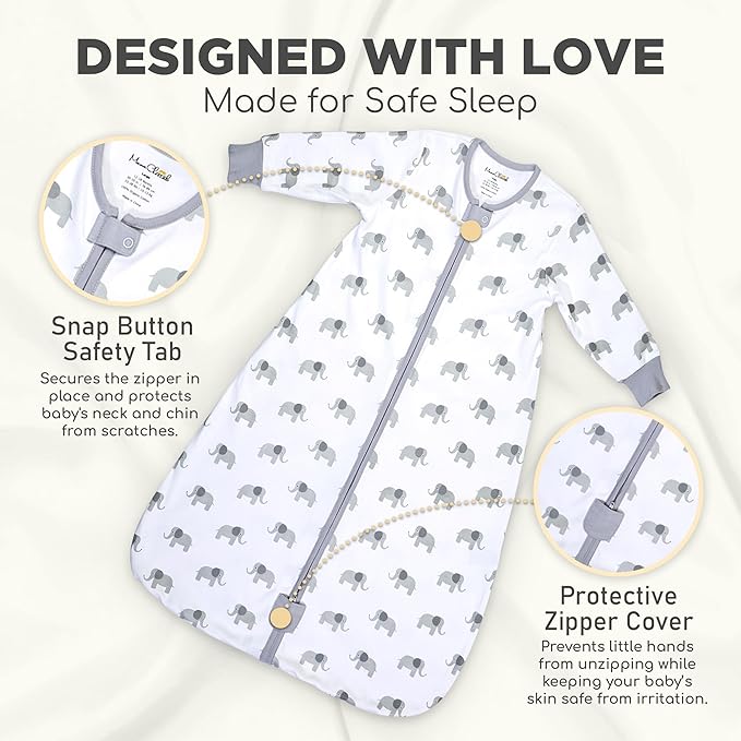 Mama Cheetah Baby Sleep Sack with Sleeves, 0.5 TOG Organic Cotton Wearable Blanket and Two-Way Zipper, Swaddle Transition Long Sleeve Sleeping Bag for Newborn Infant Toddler, 24-48 Months
