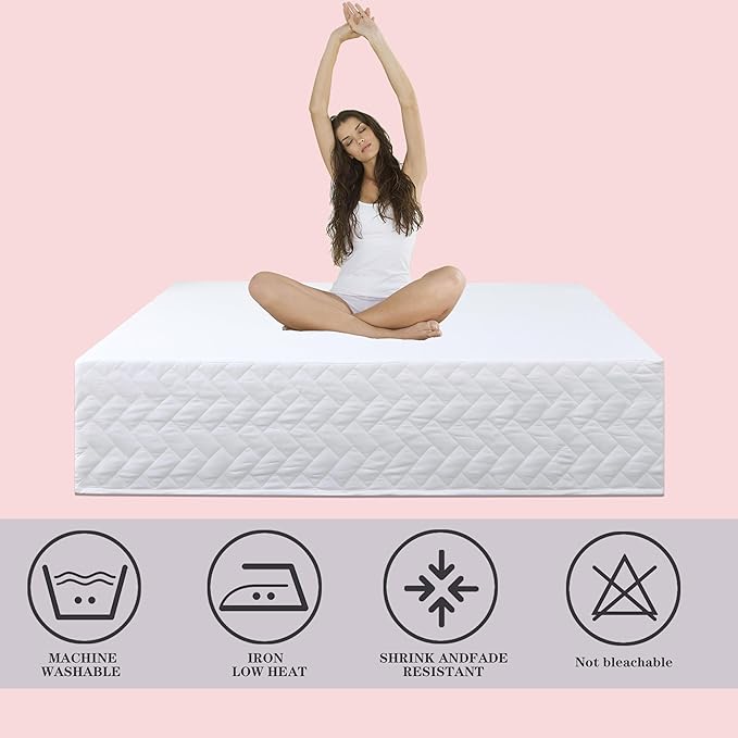Full Bed Skirt-Box Spring Cover with 14 Inch Tailored Drop,Wrinkle and Fade Resistant Hotel Wrap Around Bed Skirts,Bed Frame Cover (Checkered White, Full)