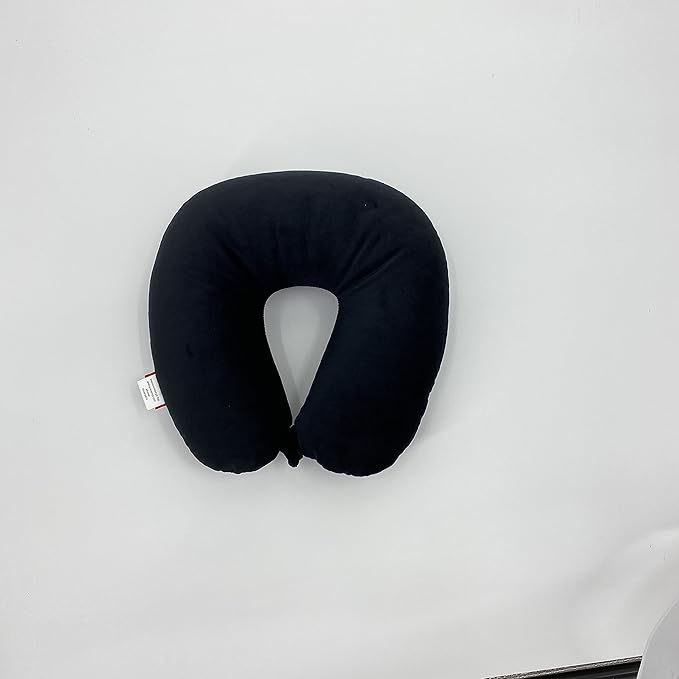 Bookishbunny U Shaped Micro Beads Microbead Neck Head Support Travel Pillow, 12"x12"x4" (WaveBlack)
