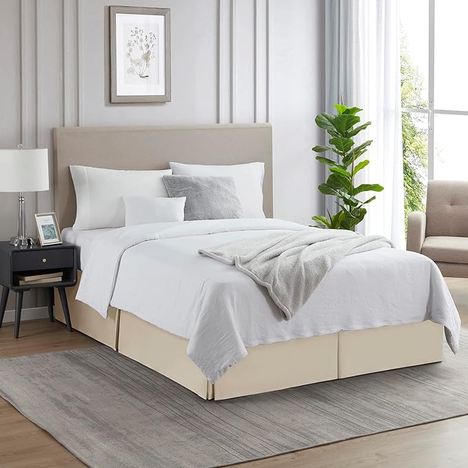 Nestl Cream Bed Skirt King Size - King Bed Skirt 14 Inch Drop - Brushed Microfiber Bed Skirts - Hotel Quality Pleated Bed Skirt - Shrinkage & Fade Resistant