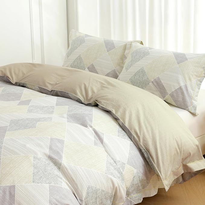 OAITE Duvet Cover Set Queen Size Floral Pattern Ultra Soft 100% Cotton Duvet Cover Sets 3-PC, Breathable Duvet Cover with Zipper Closure & Corner Ties(2 Pillow Shams,1 Duvet Cover)
