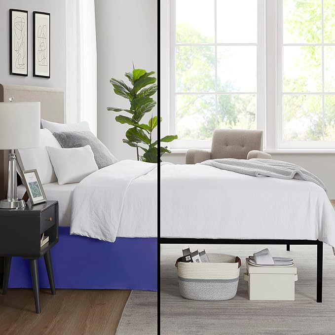 Nestl Royal Blue Bed Skirt King Size - King Bed Skirt 14 Inch Drop - Brushed Microfiber Bed Skirts - Hotel Quality Pleated Bed Skirt - Shrinkage & Fade Resistant
