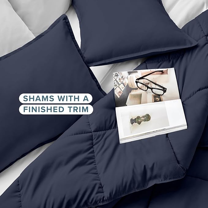 Bare Home Comforter Set - Twin/Twin Extra Long Size - Ultra-Soft - Goose Down Alternative - Premium 1800 Series - All Season Warmth (Twin/Twin XL, Midnight)