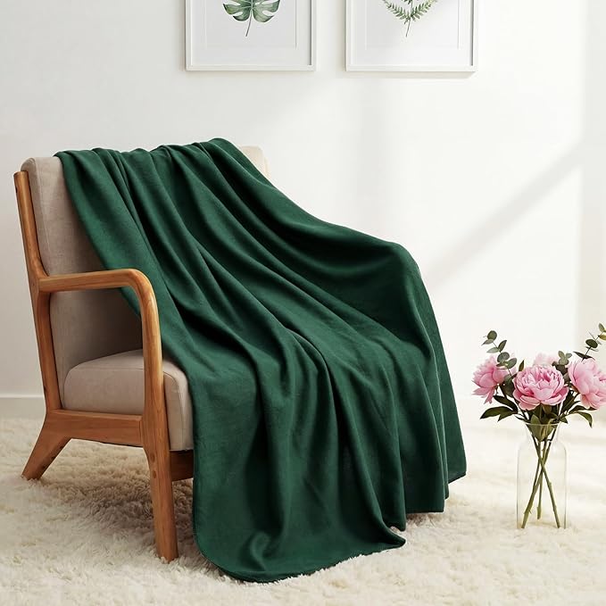 Kinlop Fleece Blanket Bulk 60 x 50 Inch Soft Lightweight Fleece Cozy Blanket Warm Throw Plush Pet Throw for Bed Couch Sofa Home Office Wedding Gifts Travel Camping(Green Tones,40 Packs)