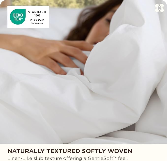 Bedsure Cotton Duvet Cover King - Luxury Slub Weave 100% Cotton Duvet Cover with a Linen Like Textured, Easy Change Durable Bedding, Bright White, 104" x 90"