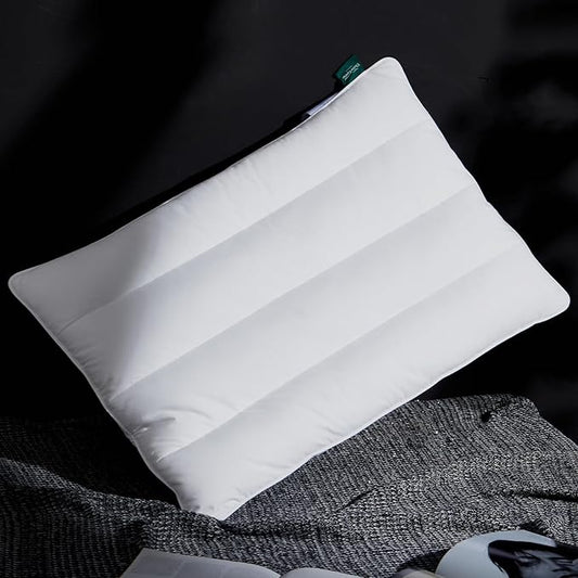 Three Geese Luxury Flat Thin Goose Feather Down Pillows Standard Size, 2.5" Height, 100% Cotton Cover, Medium Firm Hotel Collection Ultra Slim Thin Bed Pillows, Machine Washable, 18 x 26 Inches