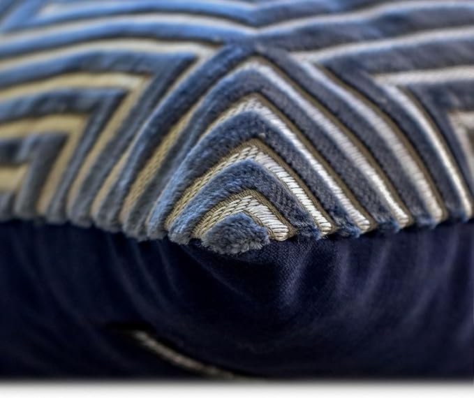 The HomeCentric Blue Bed Runner for King/Queen/Twin Velvet Decorative Bed Scarf 53"x18" Bed Runner Without Pillow Cover, Geometric Bed Scarf Bedroom Décor Accent - Sapphire Mirage