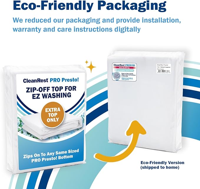 CleanRest PRO Presto! Extra/Replacement Top, Twin Size, Attaches to Any Twin Presto! Zip-Off Top Mattress Encasement - for Washing Convenience & Continuous Mattress & Allergen Protection