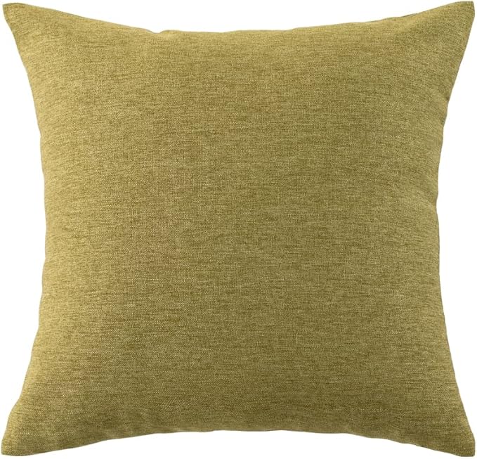 AMBERIS 2 Pillowcases (45×45cm)(Without Insert) Green, Imitation Linen Decorative 2 Pillowcases (Without Insert) for Home Hotel