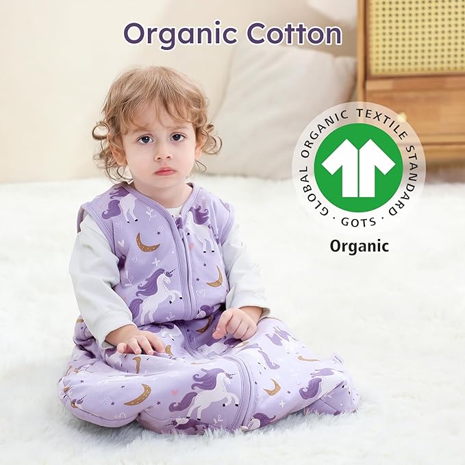 Yoofoss Baby Sleep Sack 0-6 Months, TOG 2.5 Baby Wearable Blanket with 2-Way Zipper, 100% Organic Cotton Fabric Winter Newborn Sleeping Sack, Warm Soft Comfy