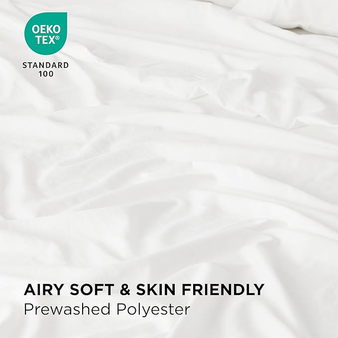 Bedsure RV Queen Sheets - 6 Piece, Airy Soft Short Queen Sheet Set for RV Camper, Cooling & Hotel Luxury, Secure Fit with Deep Pocket Bedding, Camper Sheets and Pillowcases, White