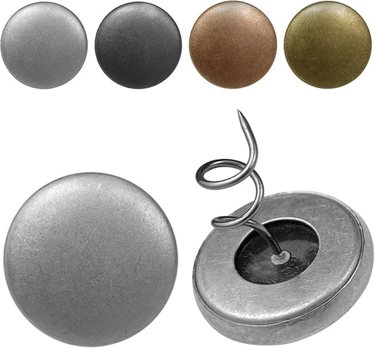 Flax Covered Button Twist Pins - for Bed Skirts Pins,Sofa,Upholstery,Armchair Caddies, Armrest Covers, Slipcovers (16, Copper Light Gray)