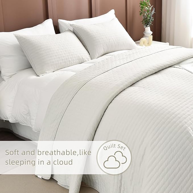 Lady Ann Oversized King Size Bedspread 128x120, 3pcs Extra Large Lightweight Summer Quilt Coverlet King Size,Wheat Cal King Quilt Bedding Blanket Thin Comforter Bed Cover Ultra Soft and Cozy