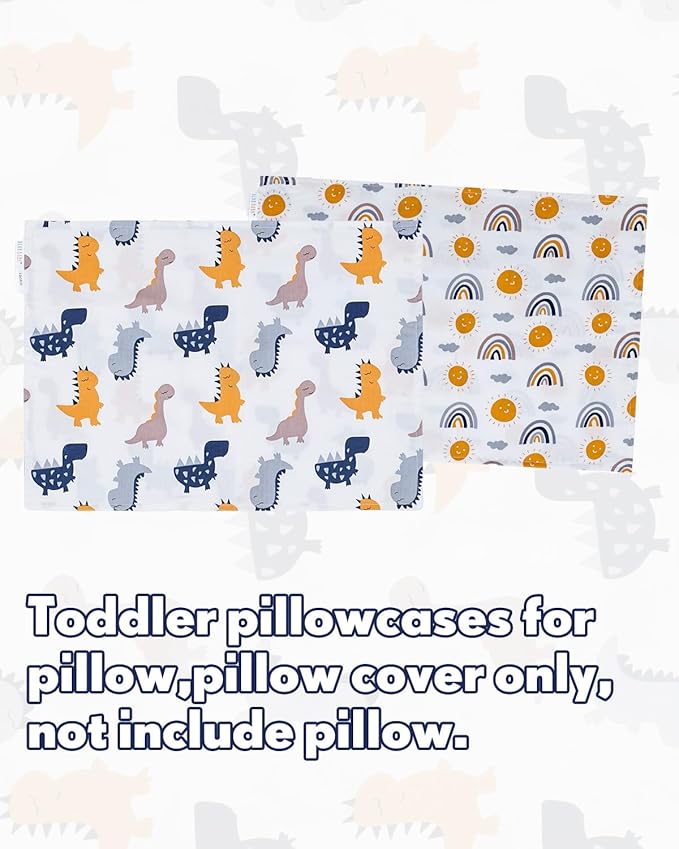 ALVABABY Toddler Pillowcases 2 Pack Organic Cotton Kids Pillow Cover Fit 13"x 18" or 12"x22" Envelope for Girl Boy Sleepy Travel