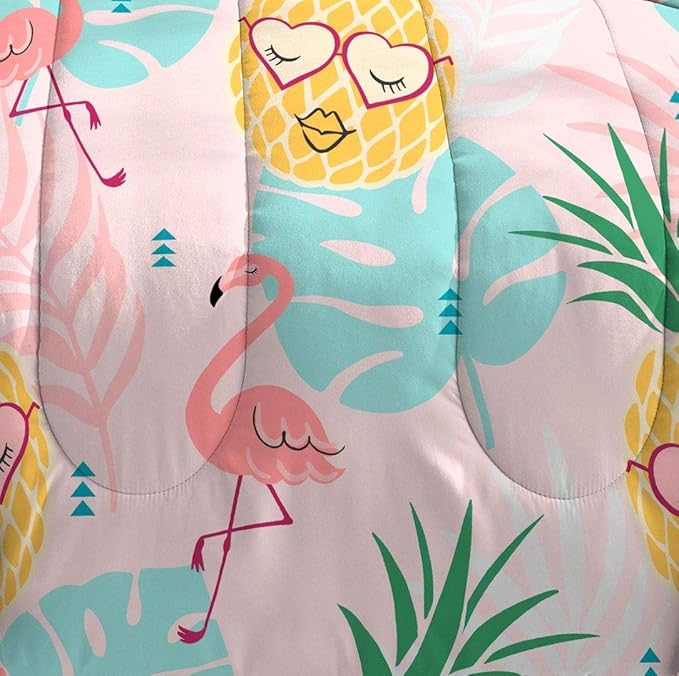 dream FACTORY Easy-Wash Super Soft Microfiber Comforter Bedding, Twin, Pineapple Pink