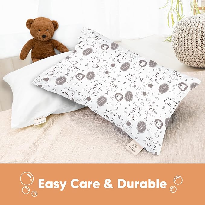 KeaBabies Toddler Pillowcase 13"x18" - Organic Cotton Toddler Pillowcase for Kids, Boys, Girls, Soft & Durable Cotton Cover for Miniature Sleepy Pillows, Cute Colors, Pillow Sold Separately(KeaSafari)