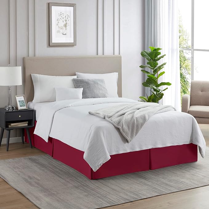 Nestl Red Heaven Full Bed Skirt - Full Size Bed Skirt 14 Inch Drop - Brushed Microfiber Bed Skirts - Hotel Quality Pleated Bed Skirt - Shrinkage & Fade Resistant