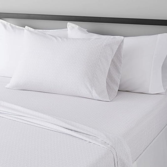 Amazon Basics Lightweight Super Soft Easy Care 3-Piece Microfiber Cozy Bed Sheet Set with 14-Inch Deep Pockets, Twin XL, Gray Crosshatch