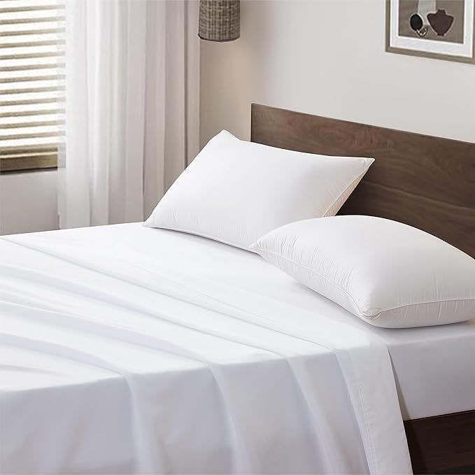 Maple&Stone King Flat Sheet 6 Pack,Premium Soft & Breathable,Brushed Microfiber Fabric, Anti-Shrinkage & Non-Fading,Bulk Flat Sheets Only King Size (White)