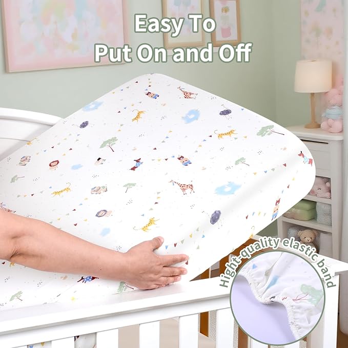 UOMNY Crib Sheet,Boys Girls Crib Sheets Baby Sheet for Standard Crib and Toddler Mattresses Nursery Bedding Sheet Crib Mattress Sheets for Boys and Girls 1 Pack Toddler Sheet