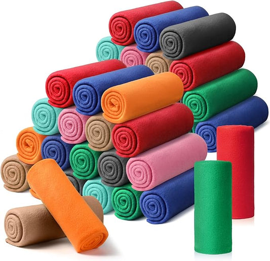 Kinlop 40 Packs Fleece Blanket Bulk 60 x 50 Inch Soft Lightweight Fleece Cozy Blanket Warm Throw Plush Pet Throw for Bed Couch Sofa Home Office Wedding Gifts Travel Camping(Novel Color,40 Packs)