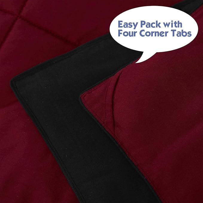 HIG 3pc Down Alternative Comforter Set - All Season Reversible Comforter with Two Shams - Quilted Duvet Insert with Corner Tabs - Box Stitched - Super Soft, Fluffy (Full/Queen, Black)