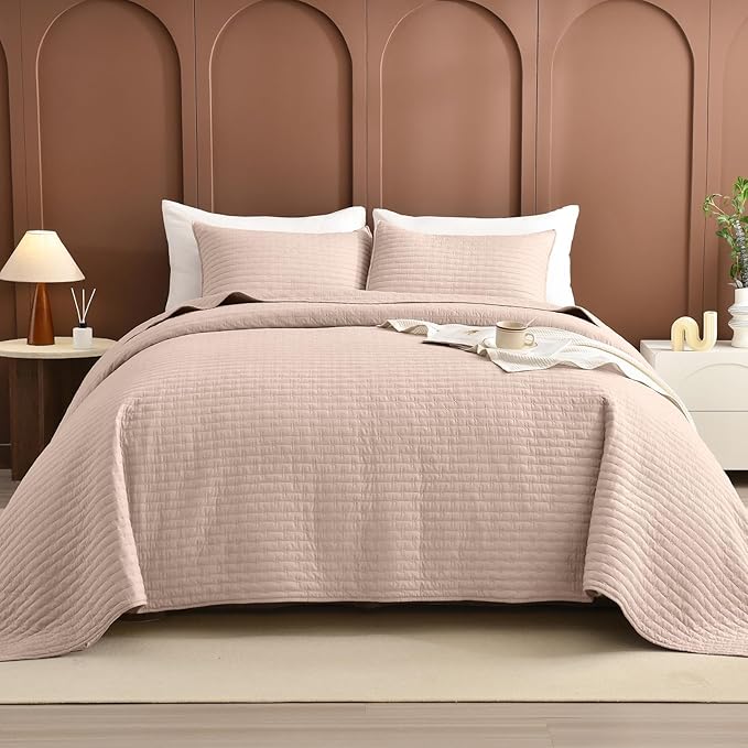 Lady Ann Camel Oversized Queen Bedspreads 100x106, Extra Large 3PCS Oversized Queen Quilt Set for Bed, Lightweight & Ultra-Soft Farmhouse Bedspreads & Coverlets