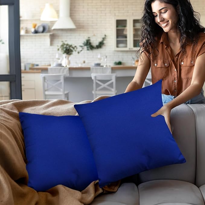 Covers & All Premium Square Throw Pillow Inserts with Covers Set of 4, 20 x 20 Inches Blue, Decorative Cushions for Couch Sofa Home Decor Office Travel UV Resistant Waterproof Soft Cushions Pillows
