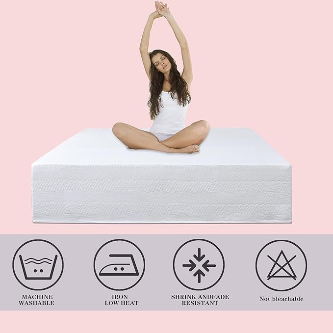 Full Bed Skirt-Box Spring Cover with 14 Inch Tailored Drop,Wrinkle and Fade Resistant Hotel Wrap Around Bed Skirts,Bed Frame Cover (Wave Pattern White, Full)