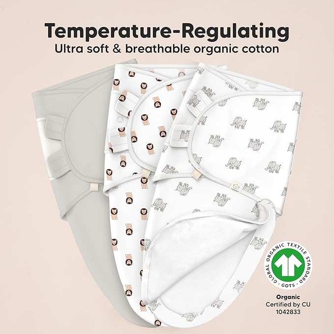 Baby Swaddle Sleep Sacks with Zipper - 3-Pack Swaddles for Newborns 0-3 Months, Infant, Baby Girls, Boys, Soft & Durable Newborn Sleep Sack, Easy Diaper Change Swaddling Blanket (The Wild 2, OS)