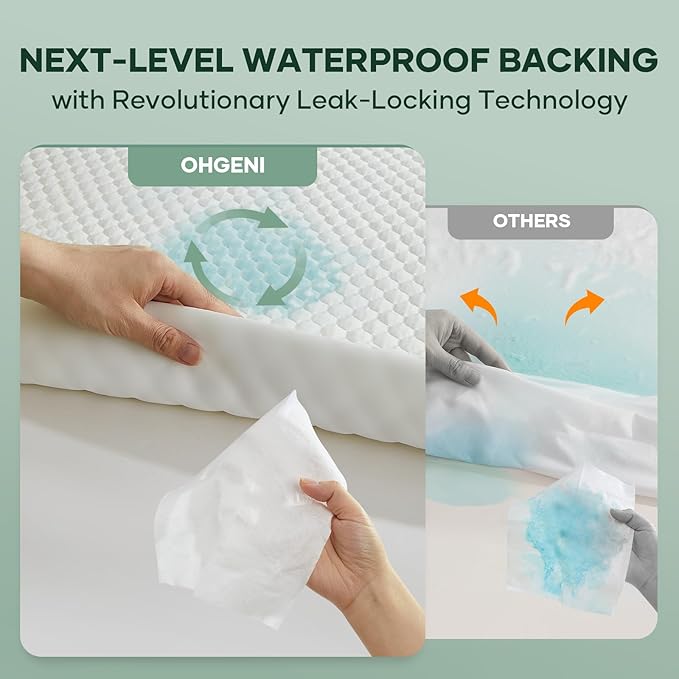 Ohgeni 100% Waterproof Mattress Protector, Twin XL-2 Pack, Fitted Sheet with Stretchable Pockets, Deep Sleep Noiseless Soft. Breathable Cooling Hypoallergenic Material, Mattresses Cover for Bed