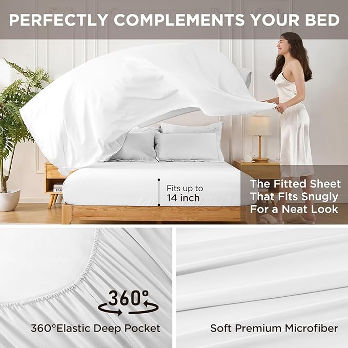 5 Pieces Twin Comforter Set - Utral Soft Microfiber Bedding Set, Thick Duvet Insert Bed in a Bag Without Rustling Noise for All Season, White (68"x88")
