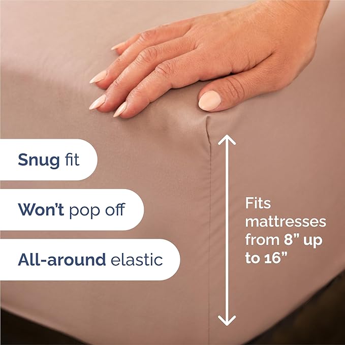 Split King 7 Piece Sheet Set - Comfy Breathable & Cooling - Ultra-Soft Hotel Luxury Bedding Set w/ 8-16 Inch Deep Pockets - 1 Flat & 2 Fitted Sheet & 4 Pillowcases - Wrinkle Free & Easy Care - Mauve