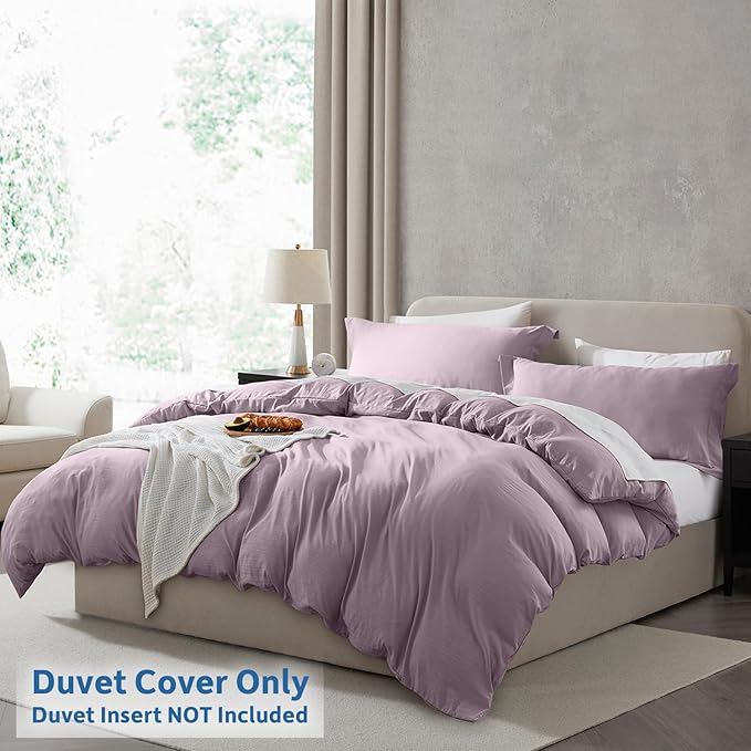 Nestl Dusty Purple Duvet Cover Queen Size - Soft Prewashed Queen Duvet Cover Set, 3 Piece, with Zipper Closure, 1 Duvet Cover 90x90 inches and 2 Pillow Shams