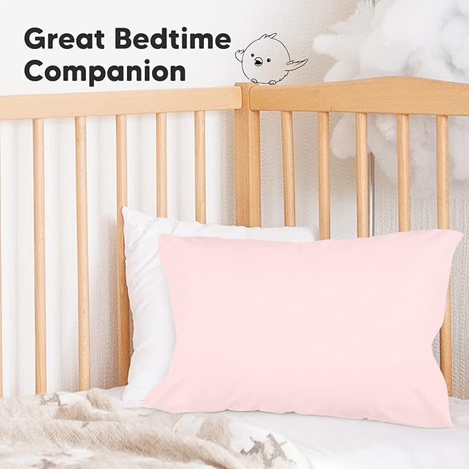KeaBabies Toddler Pillowcase 13"x18" - Organic Cotton Toddler Pillowcase for Kids, Boys, Girls, Soft & Durable Cotton Cover for Miniature Sleepy Pillows,Cute Colors,Pillow Sold Separately(Mist Pink)