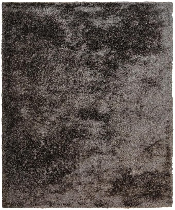 Hand Tufted SHAG Polyester ECO-Friendly Area Rugs - 3'11''x5'7'', Rectangle, Dark Brown Beige, Solid Plain Design, High Pile Thick Handmade Anti Skid Rugs for Living Room K00111