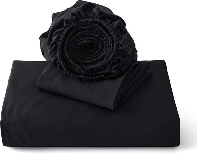 Bedsure Duvet Cover King Size with Fitted Sheet - 4 Pieces Prewashed Polyester Extra Soft Bedding Set, Includes 1 Duvet Cover 104x90 Inches with Zipper Closure, 2 Pillow Shams, 1 Fitted Sheet, Black
