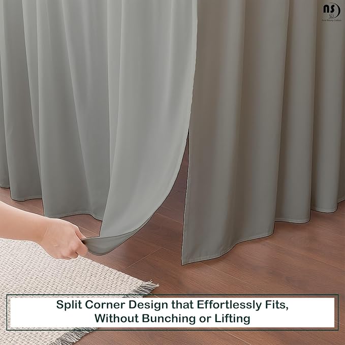Premium Microfiber King Ruffled Bed Skirt, 30” Drop with Split Corners, Soft Wrinkle Free Bedskirt with Platform, Solid Ligth Grey Dust Ruffle for 78" x 80" Mattress