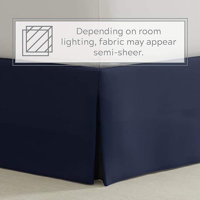Bed Maker’s Never Lift Your Mattress Bed Skirt, Designed for Box Spring Beds, Split Corners, 14 Inch Drop Length, Queen, Navy