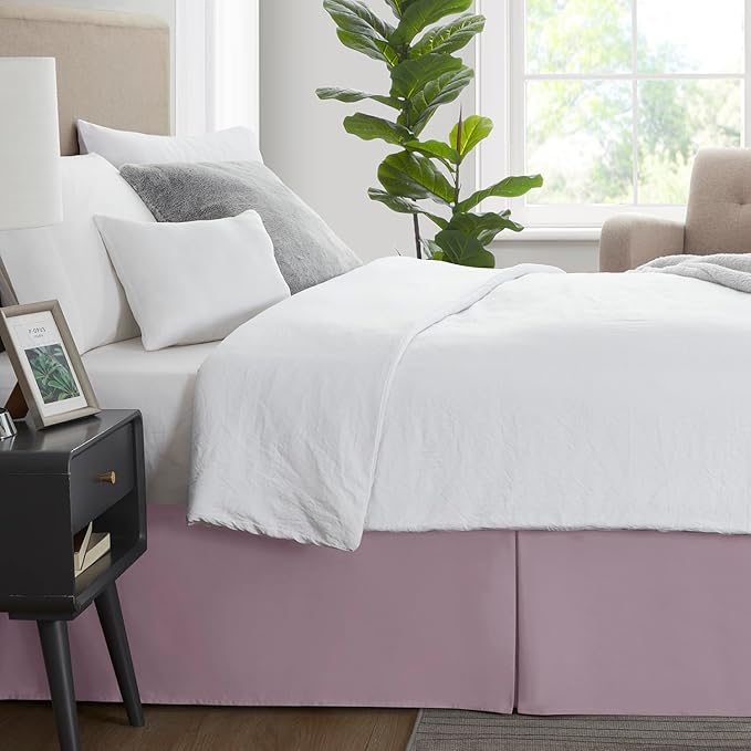 Nestl Dusty Purple Full XL Bed Skirt - Full XL Size Bed Skirt 14 Inch Drop - Brushed Microfiber Bed Skirts - Hotel Quality Pleated Bed Skirt - Shrinkage & Fade Resistant