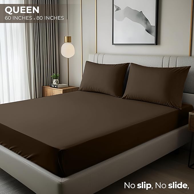 Utopia Bedding Queen Fitted Sheet - Bottom Sheet - Deep Pocket - Soft Microfiber - Shrinkage and Fade Resistant - Easy Care -1 Fitted Sheet Only (Brown)