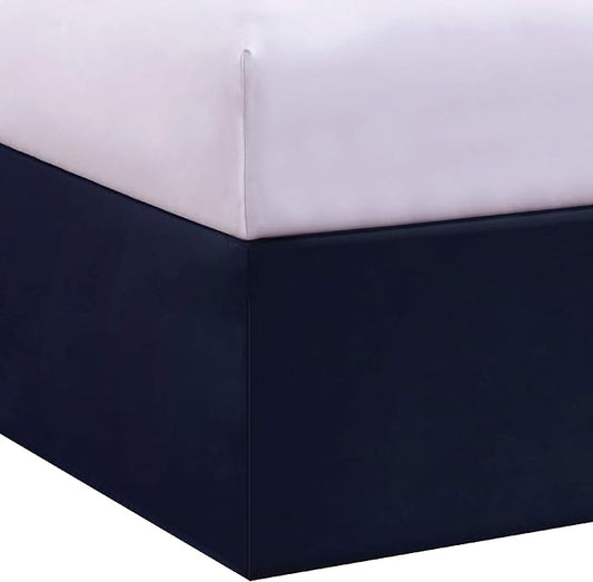 Luxury Hotel Tailored Bed Skirt, Box Pleats, 14 Inch Drop, Twin, Navy