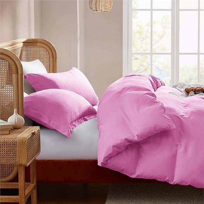 Nestl Light Pink California King Duvet Cover Sets - Soft Double Brushed Cal King Duvet Cover, 3 Piece, with Button Closure, 1 Duvet Cover 104x98 inches and 2 Pillow Shams