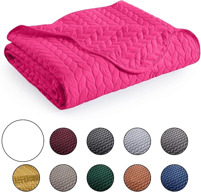 MOONLIGHT20015 Queen Quilt Bedding Set (90" x 96") - Bulk Pack of 10 Wholesale for Hotels, Guest Bedroom & Airbnbs - Lightweight Microfiber Reversible Embossed Quilts Bedspreads (Pink)