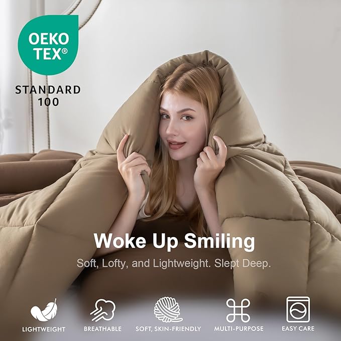 KASENTEX King Comforter Set – Reversible Dual Color – Goose Down Alternative – Ultra-Soft, Lightweight, Machine Washable, Maintain Fluffiness, All Season Warmth (Cub/Elmwood)